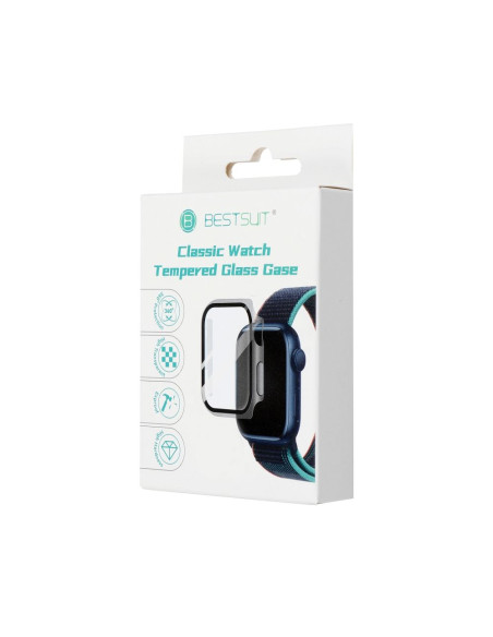 Bestsuit Coque de protection flexible avec verre pour Apple Watch series 7/8/9-41mm - transparent.