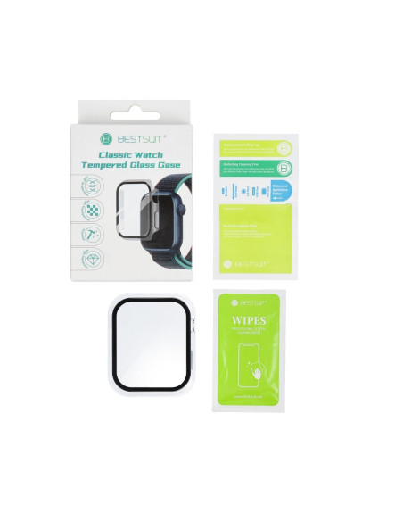 Bestsuit Coque de protection flexible avec verre pour Apple Watch series 7/8/9-41mm - transparent.