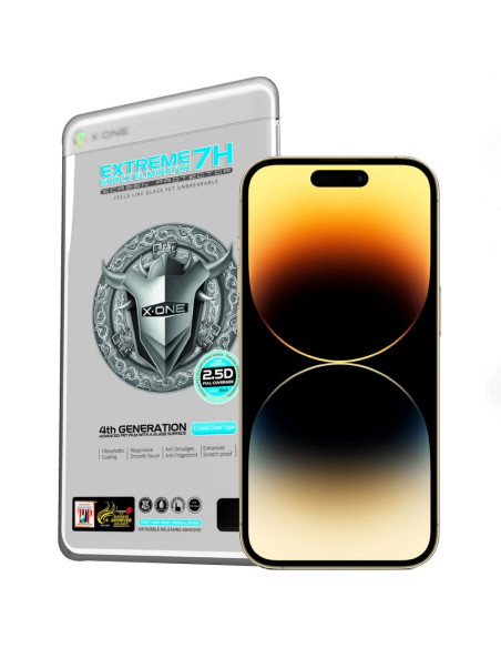 Verre trempé X-ONE Extreme Shock Eliminator 4th gen. - iPhone 14 Pro/15