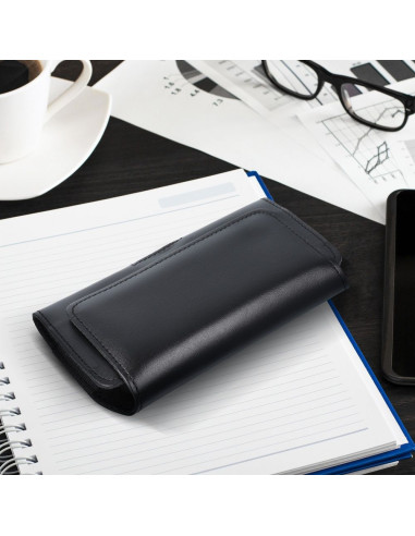 Etui universel en cuir pour ceinture horizontale - ROYAL / noir - Taille M - pour IPHONE 12 MINI / 13 MINI / SAMSUNG A40 / S8 / 