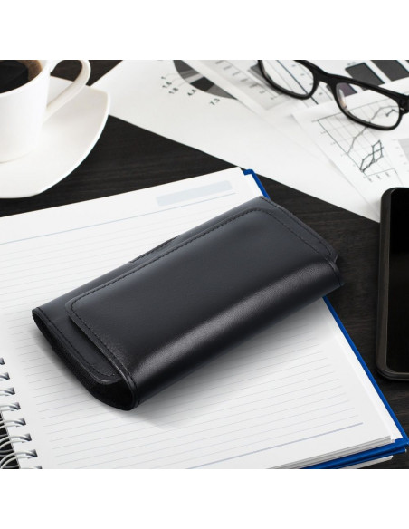 Etui universel en cuir pour ceinture horizontale - ROYAL / noir - Taille M - pour IPHONE 12 MINI / 13 MINI / SAMSUNG A40 / S8 / 