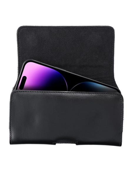 Etui universel en cuir pour ceinture horizontale - ROYAL / noir - Taille M - pour IPHONE 12 MINI / 13 MINI / SAMSUNG A40 / S8 / 