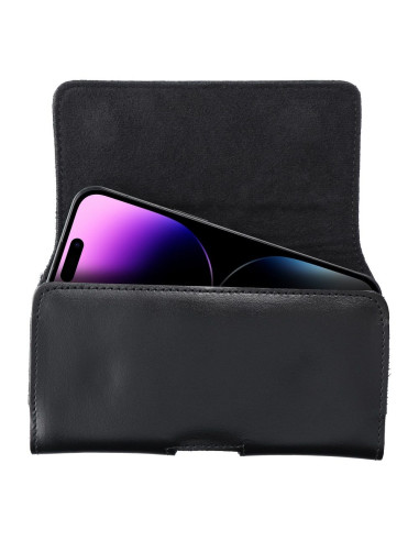 ROYAL universal horizontal leather belt holster size L for IPHONE 12 / 12 PRO / 13 / 13 PRO / 14 / 14 PRO / SAMSUNG S10 / S20 / 