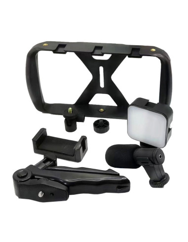 Kit / support selfie avec télécommande bluetooth trépied pour diffusion en direct avec lumière LED, microphone, télécommande TL-