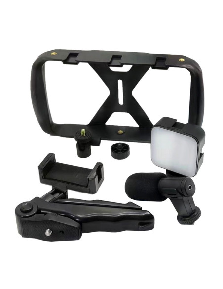 Kit / support selfie avec télécommande bluetooth trépied pour diffusion en direct avec lumière LED, microphone, télécommande TL-