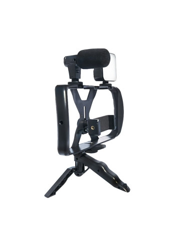 Kit / support selfie avec télécommande bluetooth trépied pour diffusion en direct avec lumière LED, microphone, télécommande TL-