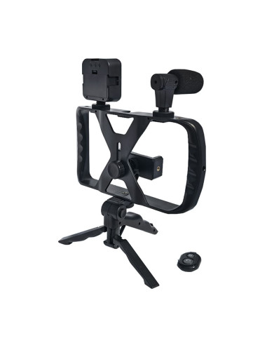 Kit / support selfie avec télécommande bluetooth trépied pour diffusion en direct avec lumière LED, microphone, télécommande TL-