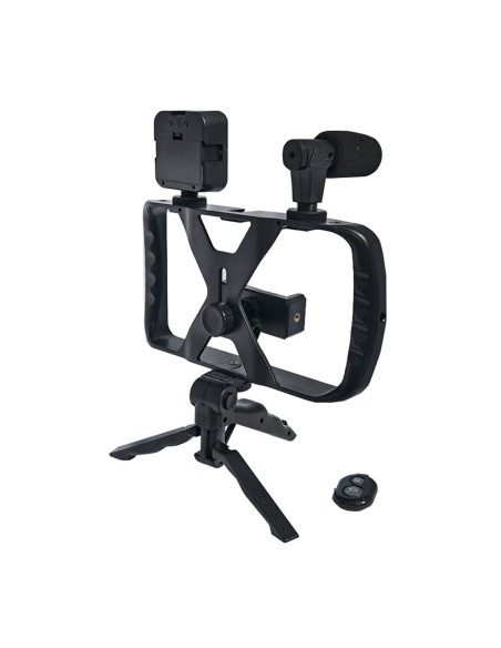 Kit / support selfie avec télécommande bluetooth trépied pour diffusion en direct avec lumière LED, microphone, télécommande TL-