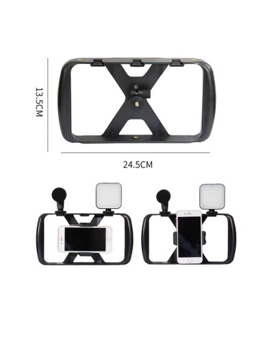 Kit / support selfie avec télécommande bluetooth trépied pour diffusion en direct avec lumière LED, microphone, télécommande TL-