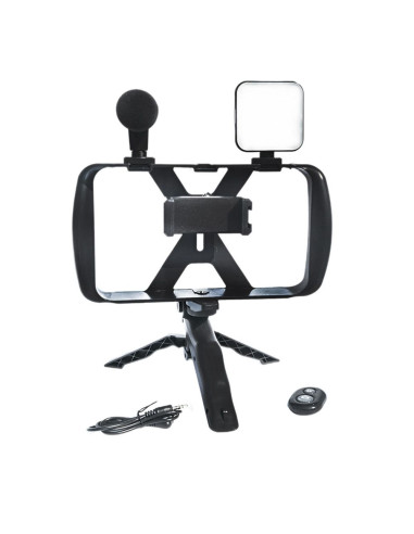 Kit / support selfie avec télécommande bluetooth trépied pour diffusion en direct avec lumière LED, microphone, télécommande TL-