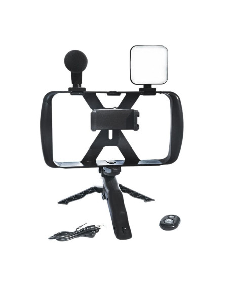 Kit / support selfie avec télécommande bluetooth trépied pour diffusion en direct avec lumière LED, microphone, télécommande TL-