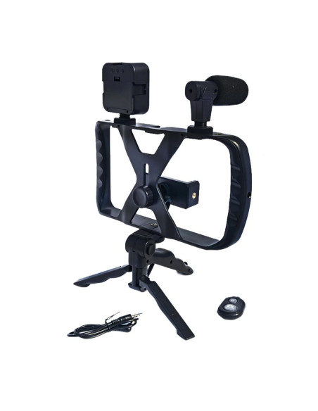 Kit / support selfie avec télécommande bluetooth trépied pour diffusion en direct avec lumière LED, microphone, télécommande TL-