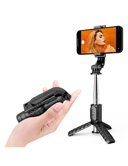 Perche selfieavec telecommande bluetooth tripod noir Q11 / TR19
