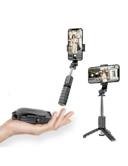 Perche selfieavec telecommande bluetooth tripod noir Q11 / TR19