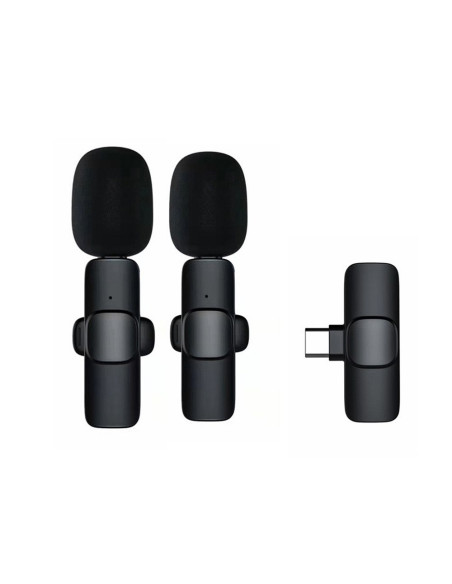 Microphone cravate sans fil Type C double (2 inclus) K1 noir