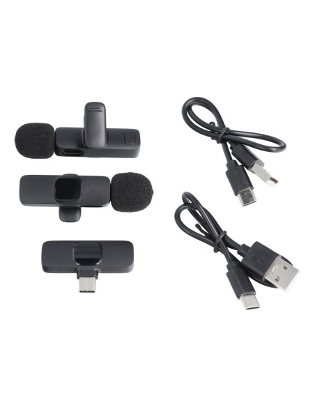 Microphone cravate sans fil Type C double (2 inclus) K1 noir