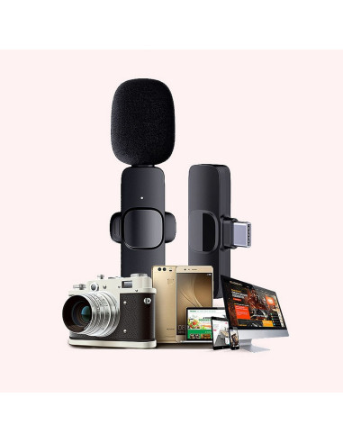 Microphone cravate sans fil Type C double (2 inclus) K1 noir