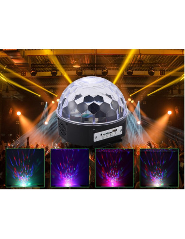 Boule disco avec télécommande + carte mémoire + USB + AUX bluetooth HD-LCMBL