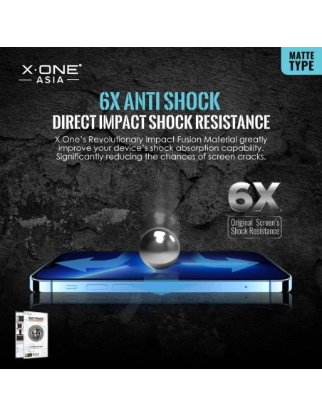 Verre trempé X-ONE Extreme Shock Eliminator 4th gen. (Matte Series) - iPhone 14 Pro/15