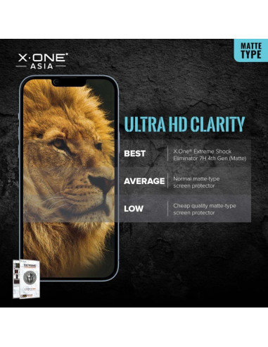 Verre trempé X-ONE Extreme Shock Eliminator 4th gen. (Matte Series) - iPhone 14 Pro/15