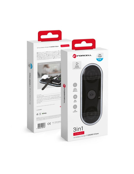 FORCELL F-ENERGY Ellipse 3-en-1 Quick Charge 15W Chargeur rapide par induction