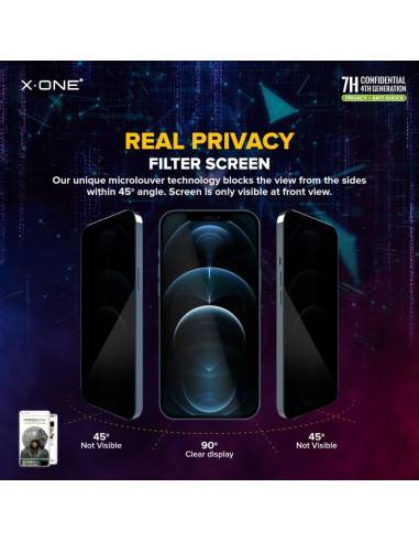 Verre trempé X-ONE Extreme Shock Eliminator 4th gen. Privacy - iPhone 13 Pro Max/14 Plus