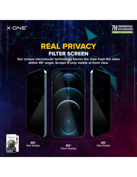 Verre trempé X-ONE Extreme Shock Eliminator 4th gen. Privacy - iPhone 14 Pro