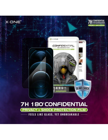 Verre trempé X-ONE Extreme Shock Eliminator 4th gen. Privacy - iPhone 14 Pro Max