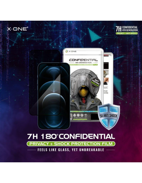 Verre trempé X-ONE Extreme Shock Eliminator 4th gen. Privacy - iPhone 14 Pro Max
