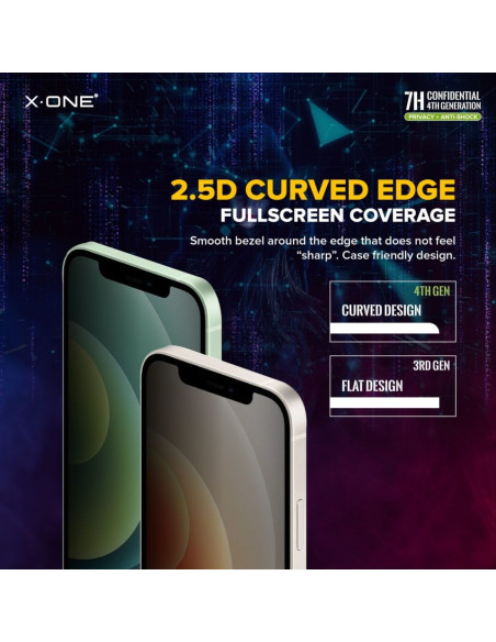 Verre trempé X-ONE Extreme Shock Eliminator 4th gen. Privacy - iPhone 14 Pro Max