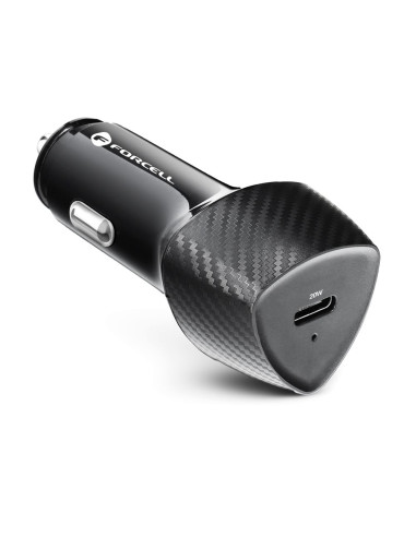 FORCELL CARBON chargeur de voiture Type C 3.0 PD20W CC50-1C (Total 20W) + câble pour Apple Lightning 8-pin PD20W