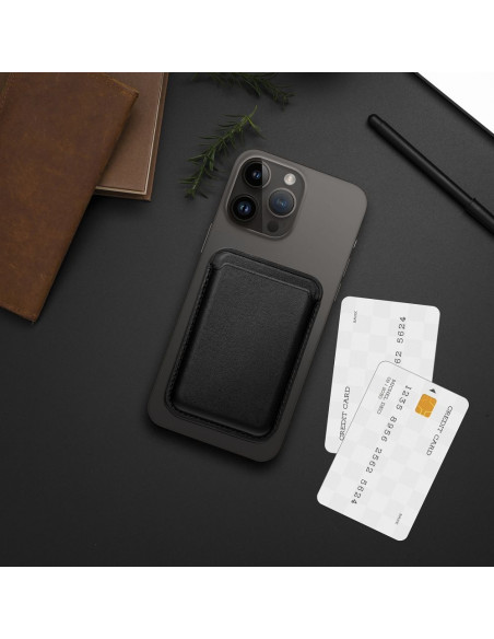 LEATHER MAG WALLET compatible with MagSafe black