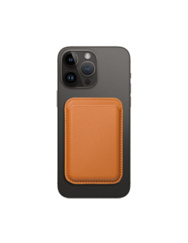 Portefeuille Mag en cuir orange