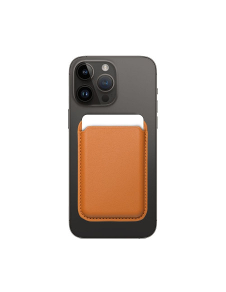 Portefeuille Mag en cuir orange