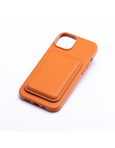 Portefeuille Mag en cuir orange