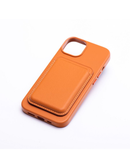 Portefeuille Mag en cuir orange
