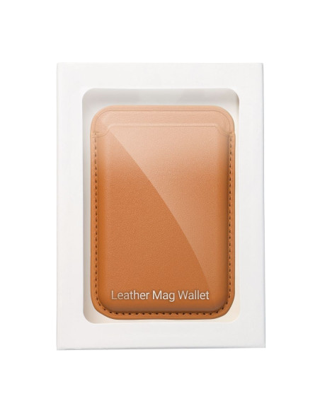 Portefeuille Mag en cuir orange