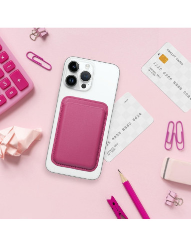Portefeuille Mag en cuir rose