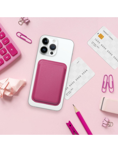 Portefeuille Mag en cuir rose