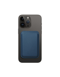 LEATHER MAG WALLET compatible with MagSafe blue