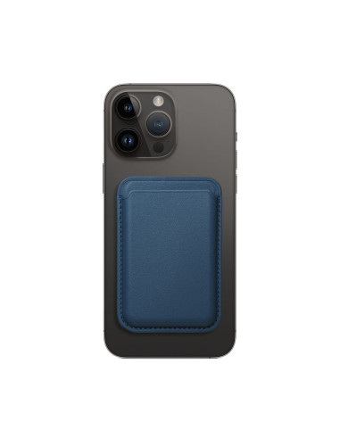 LEATHER MAG WALLET compatible with MagSafe blue