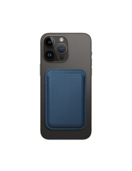 LEATHER MAG WALLET compatible with MagSafe blue