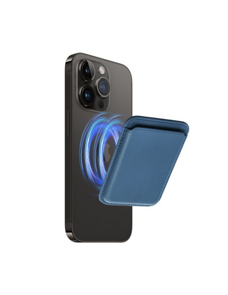 LEATHER MAG WALLET compatible with MagSafe blue