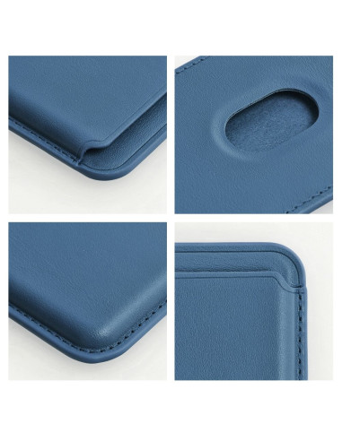 LEATHER MAG WALLET compatible with MagSafe blue