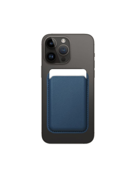 LEATHER MAG WALLET compatible with MagSafe blue