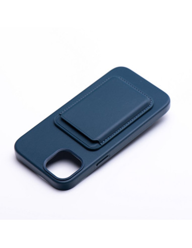 LEATHER MAG WALLET compatible with MagSafe blue