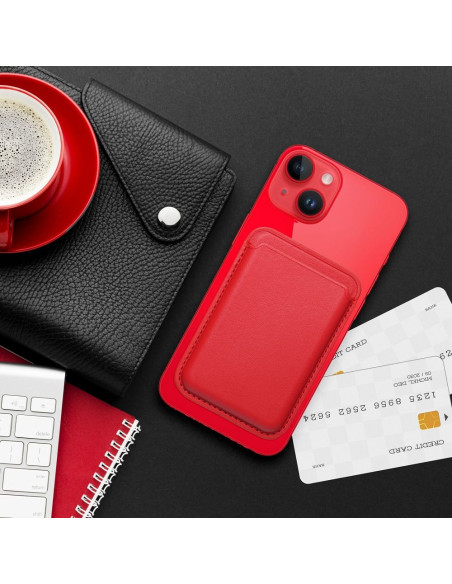 Portefeuille Mag en cuir rouge