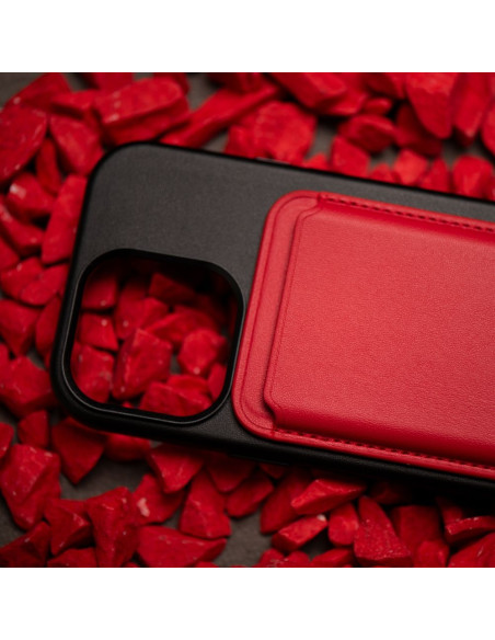 Portefeuille Mag en cuir rouge