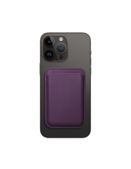 Portefeuille magnétique en cuir compatible avec MagSafe violet foncé