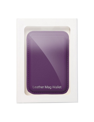 Portefeuille magnétique en cuir compatible avec MagSafe violet foncé